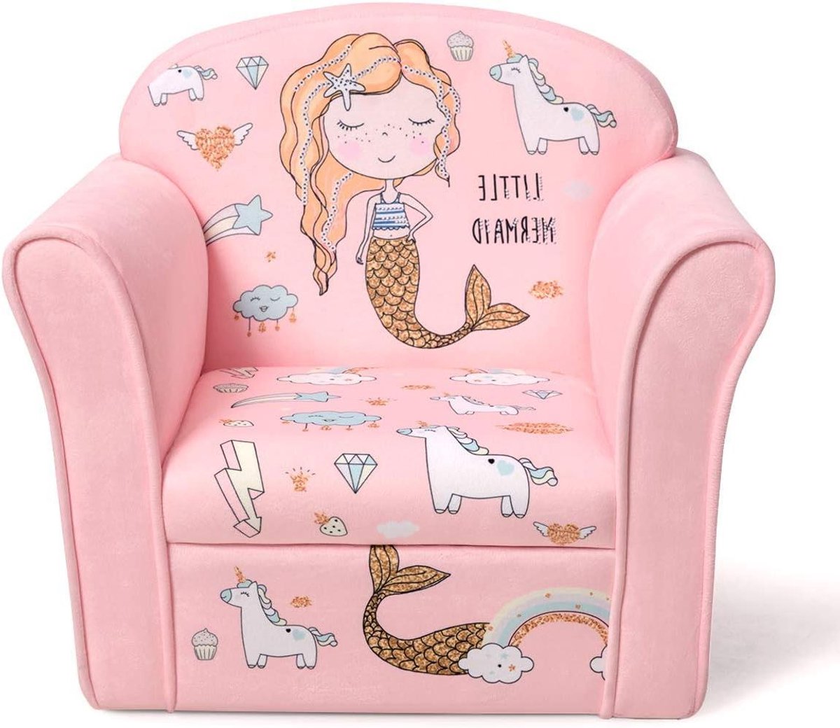 Kinderbankje - Kinderfauteuil Peuter - Ontspannen Zitten - Ergonomische Rugleuning - 50.8 x 43.2 x 38.1 cm - Mermaid