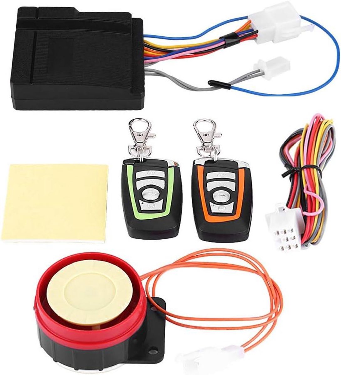 Motorfiets Alarm Systeem - Diefstalbeveiliging Motor - Voertuig Beveiligen - Tweekleurige Afstandsbediening - 125 Decibel - Zwart