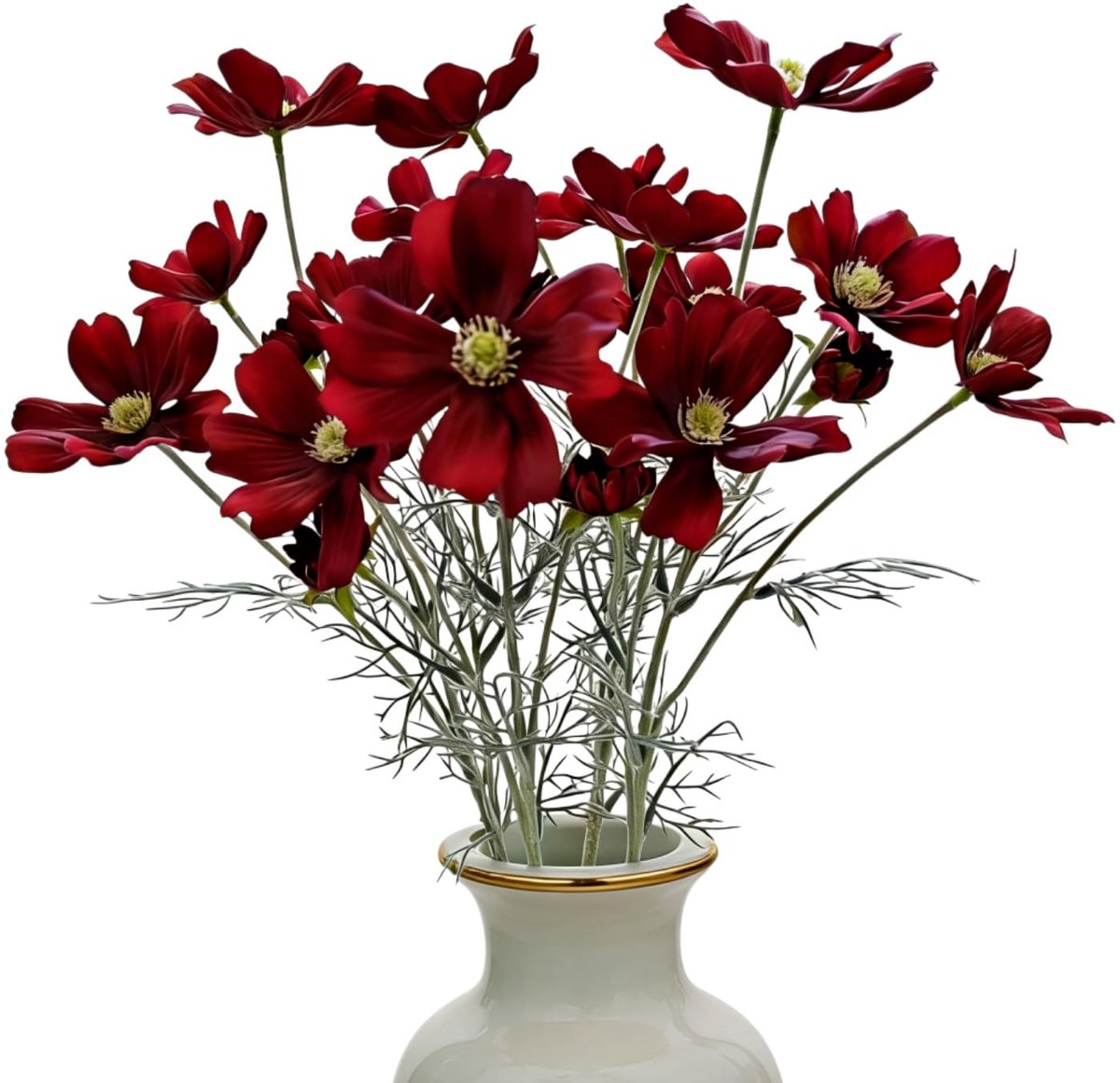 Cosmos Zijde bloemen, 4 stuks, 61 cm, nepbloemen, wilde bloemen, takken, kunstbloemen voor thuis, bruiloft, feestdecoratie, lichtblauw/wit (Bourgondië)