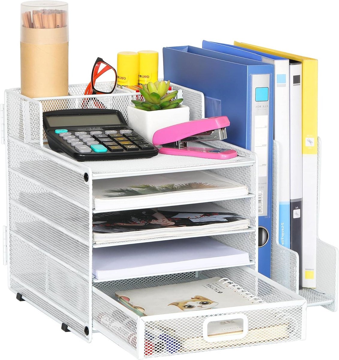 Bureau Organizer - Opberger Bureau - Documenten Sorteren - Robuuste Constructie - 355 x 305 x 28 CM - Wit