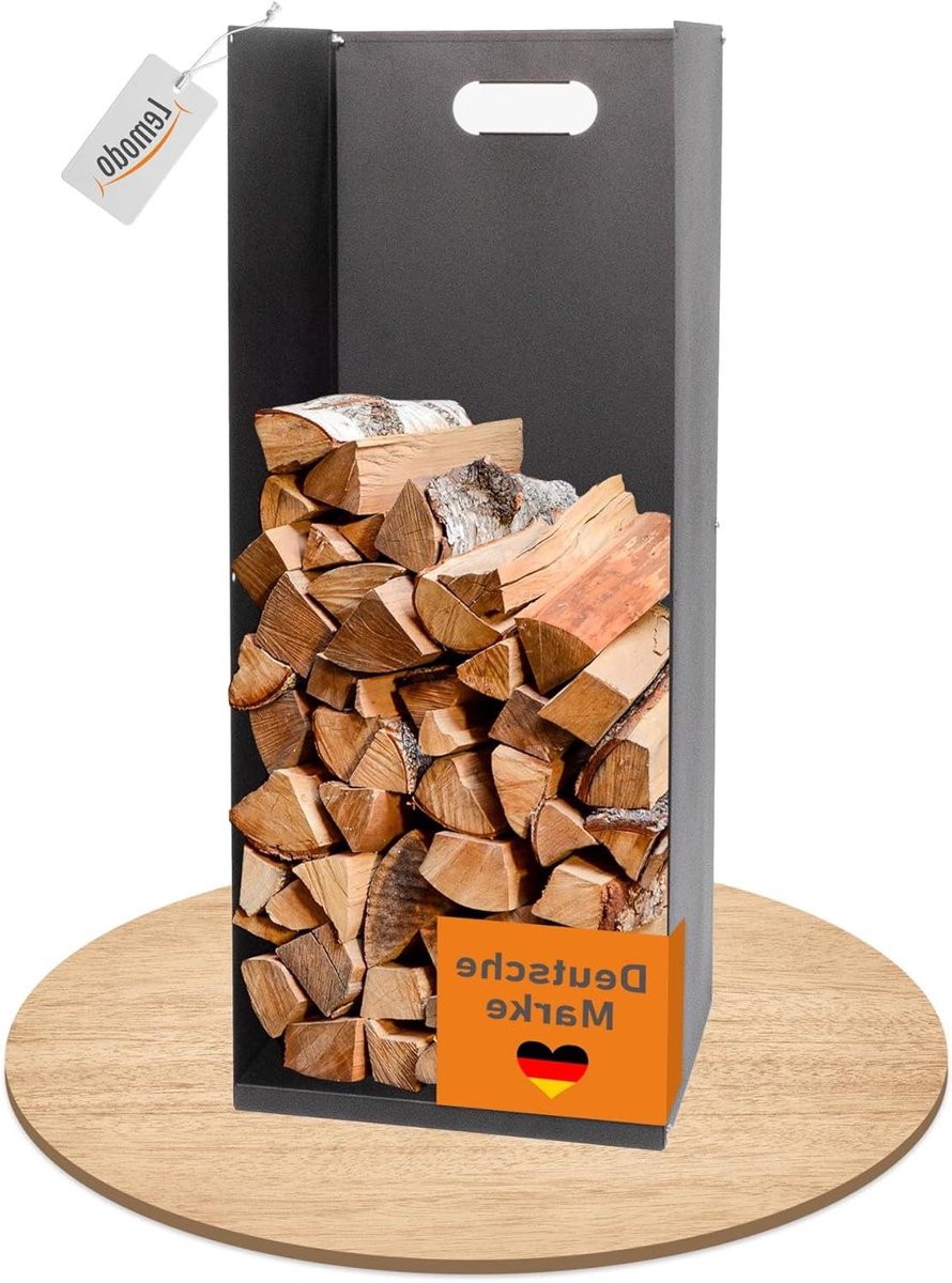 Houthaard Rek - Houtopslag Rek - Haardhout Opslag - Stabiele Metalen Constructie - 30 x 30 x 75 cm - Zwart