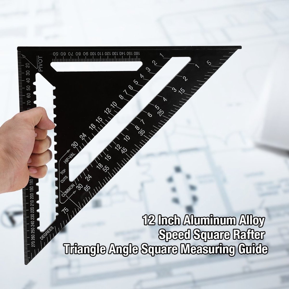liniaal 12 inch zwart aluminium spanten profiel vierkante liniaal hoge precisie Easy Engineer timmerman's meetgereedschap