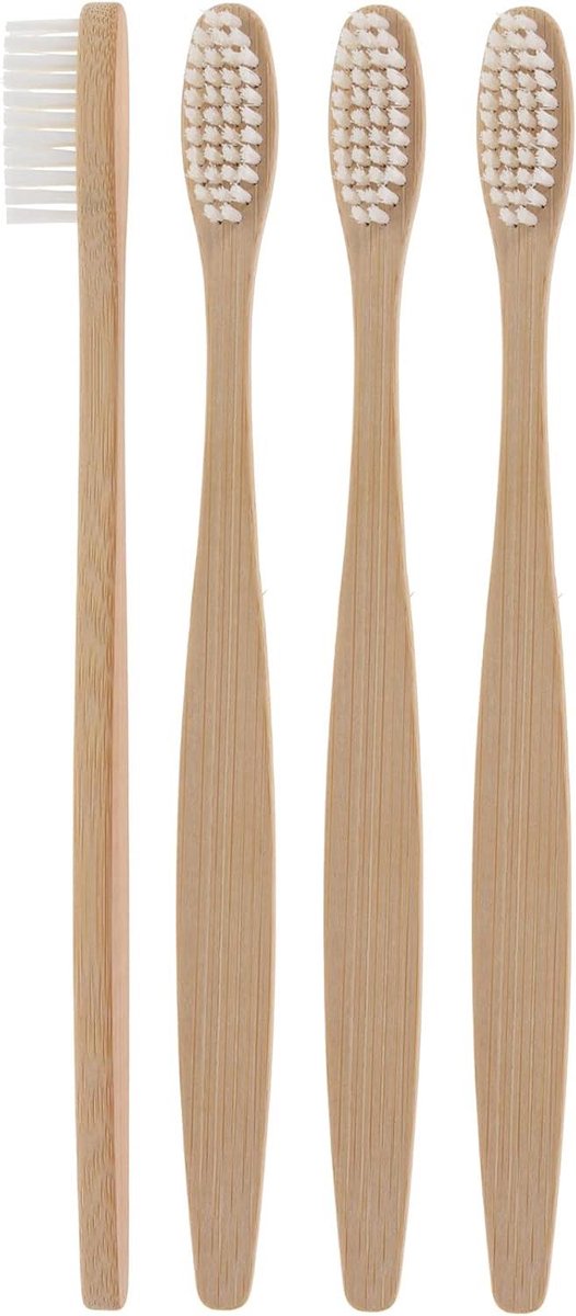Tandenborstel Set - Bamboe Borstels - Dagelijkse Mondhygiëne - Duurzaam Bamboe Materiaal - 4 Stuks - Natuurlijk