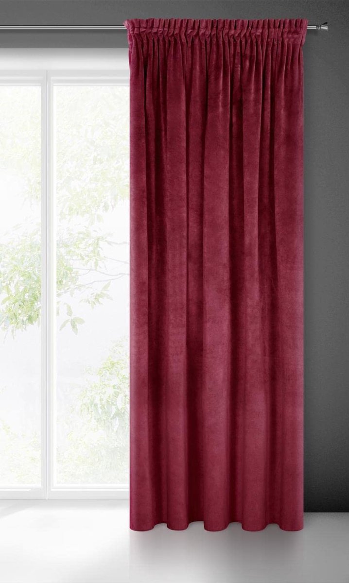 Gordijn fluweel zacht lint 1 stuk edel gordijn dik 290 g/m2 elegant glad effen pluizig modern klassiek woonkamer slaapkamer lounge, bordeaux, 140 x 270 cm