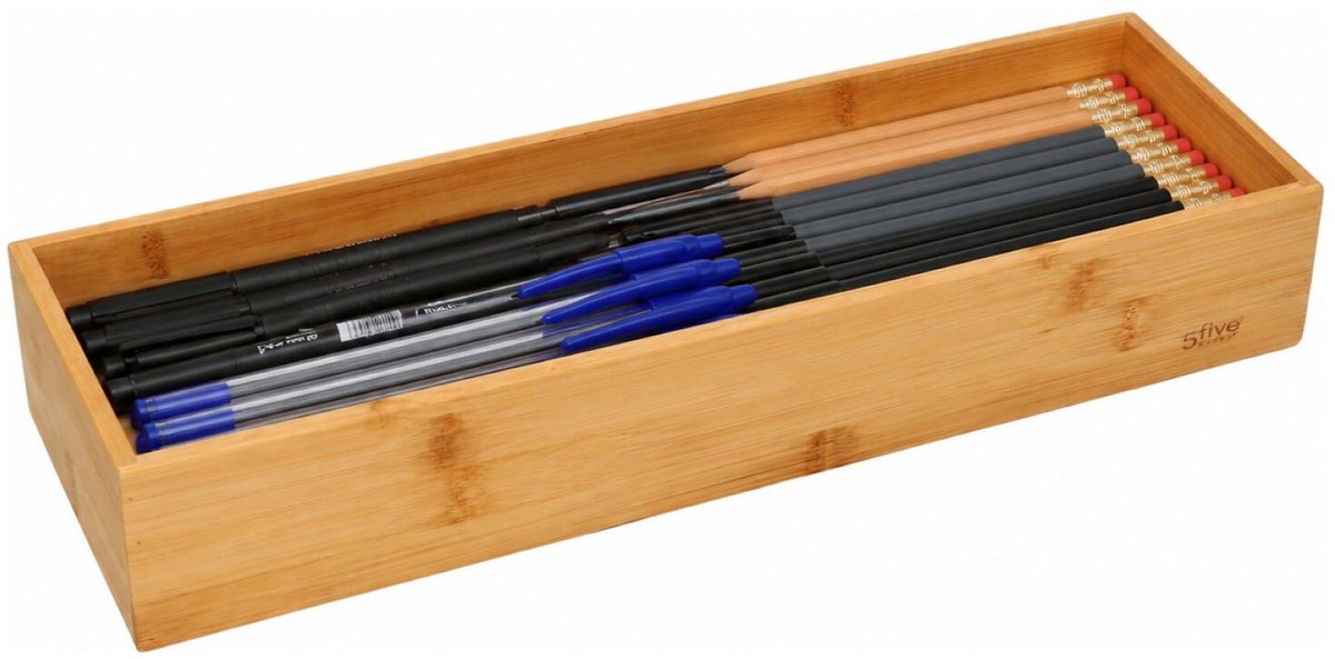 5Five Pennenbak organizer - 1 vaks - Smart Office - bamboe - 38 x 15 x 7 cm - kantoor artikelen