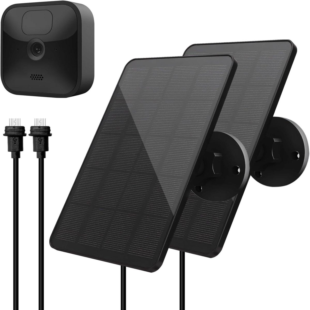 Zonnepaneel Set - Zonnelader Camera - Energie Opwekken - IP65 Waterdicht - 4 Meter Kabel - Zwart