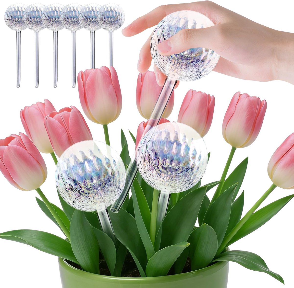 Plantenwaterbollen, zelfwaterende plantenbakken van glas, automatische plantenwatersystemen voor op vakantie, bewateringssysteem voor binnen- en buitenplanten