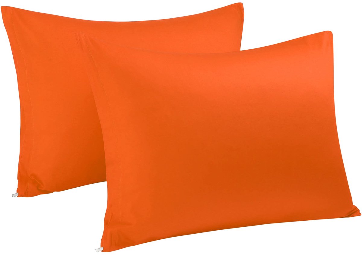 sourcingmap Standaard kussenslopen met ritssluiting, kussenslopen, beschermhoezen, Egyptisch katoen, 300 draadtelling, 2 stuks Standard (20" x 26") ORANJE