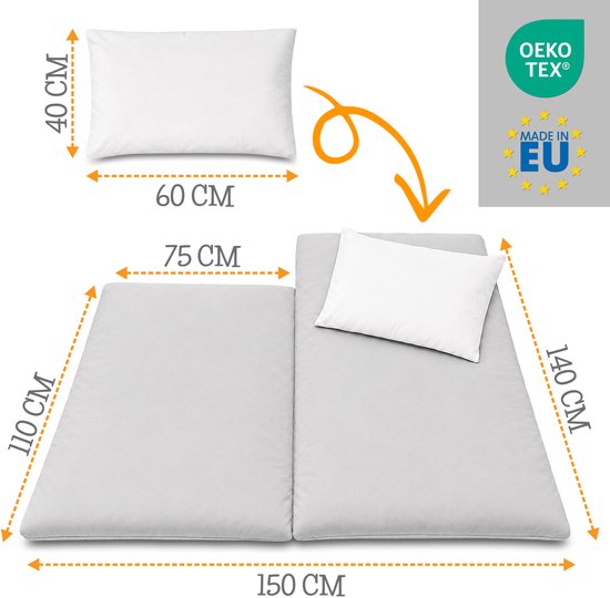Slaapzak kinderen met kussen en ritssluiting voor baby 3-7 jaar - 75x140 cm kinderslaapzak binnen voor kinderdagverblijf kleuterschool dekenslaapzak Oeko-Tex 75 x 140 Giraffen — afbeelding 2