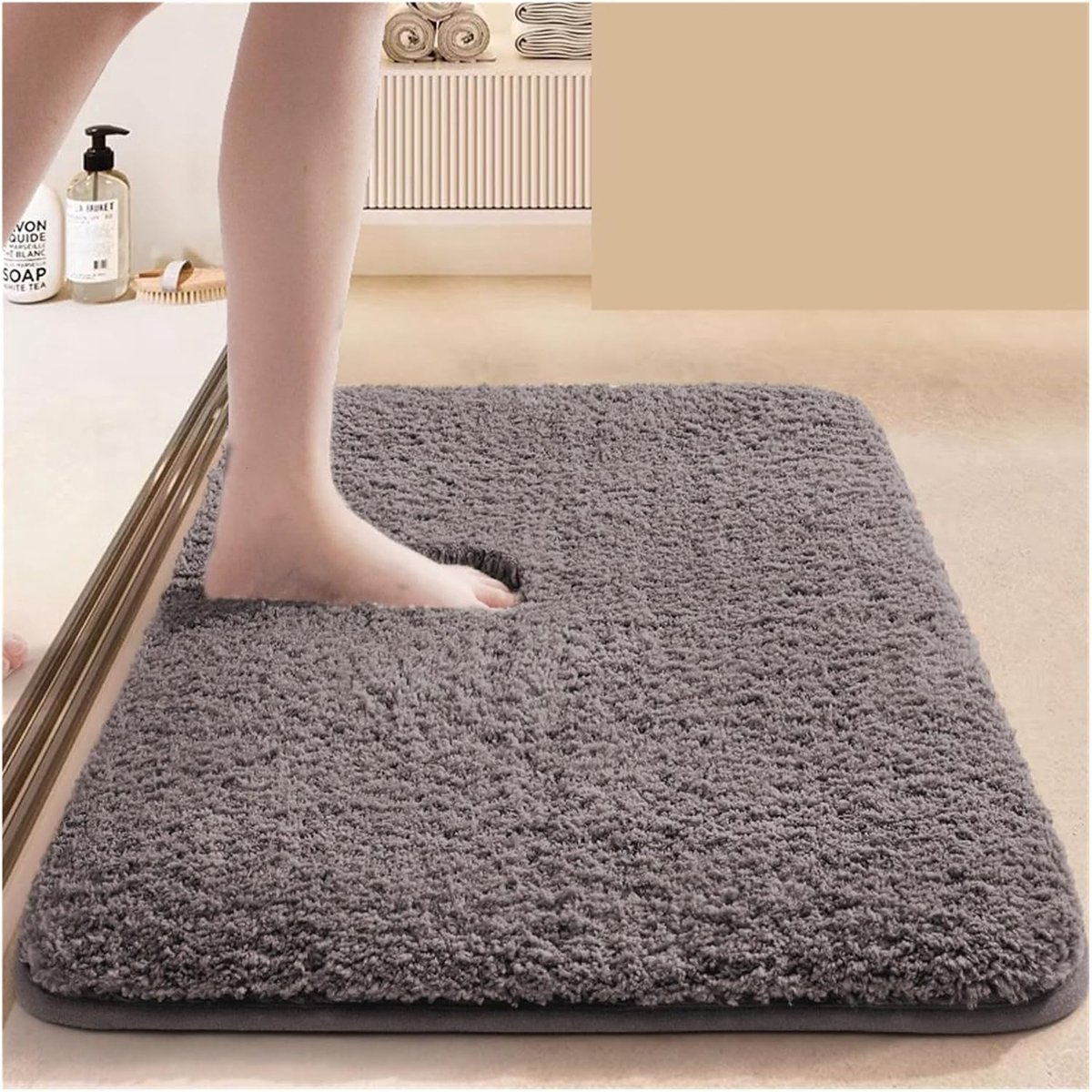 KZQ Badkamermat Antislip 80x50 cm – Absorberend Voetmatje voor Binnenkant Toilet, Slaapkamer & Hotel – Dikke Vloermat met Anti-Rutschlaag, Bruin