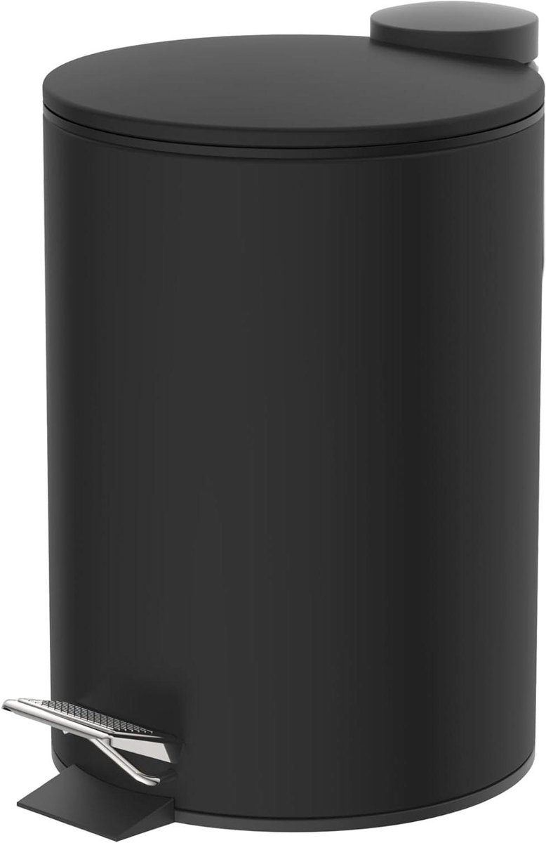 Cosmetica Prullenbak - Afvalemmer Badkamer - Hygiënisch Afval - Soft-Close Deksel - 3 Liter - Zwart