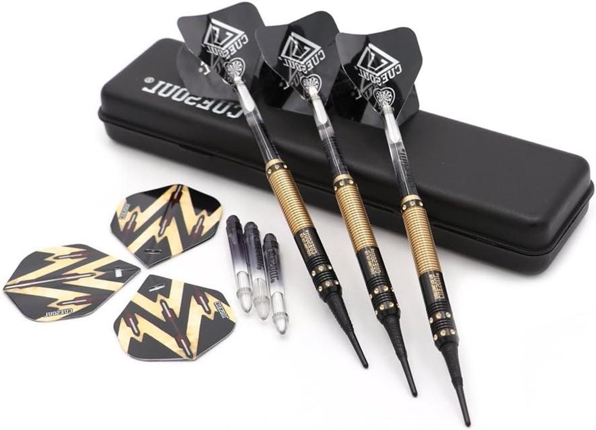 Zachte Darts Set - Kunststof Punt Darts - Precisie Werpen - Toernooi Kwaliteit Lopen - 16 Gram - Zwart