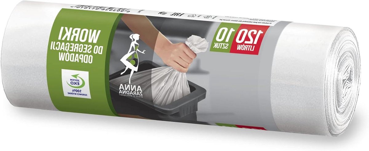 Afvalzakken - Vuilniszakken - Afval Scheiden - Gerecycled Materiaal - 120L 10 stuks - Wit