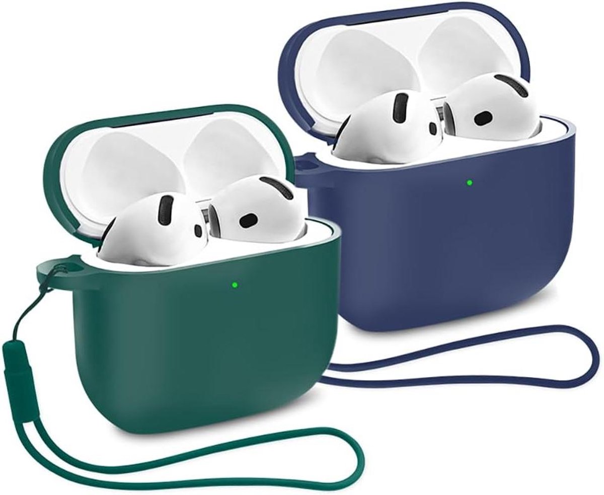 Beschermhoes voor Oordopjes - Oplaadhoes Cover - Oordopjes Beschermen - Zichtbare LED Indicator - 2 Stuks - Donkergroen Blauw