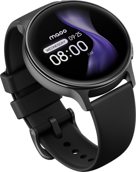 Maoo Ventura 2 - GPS Smartwatch Dames - AMOLED - Siliconen, Leren en Sportbandje - Stappenteller - Hartslagmeter - Slaapmonitor - Belfunctie - AOD - Multisport - Geschikt voor Android en iOS - Zwart