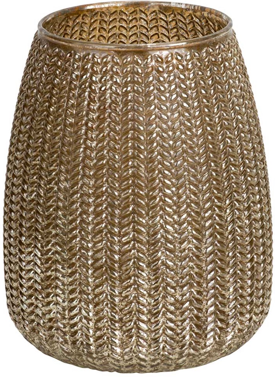 Cosy @ Home Theelichthouder Knitted Champagne 12x12x