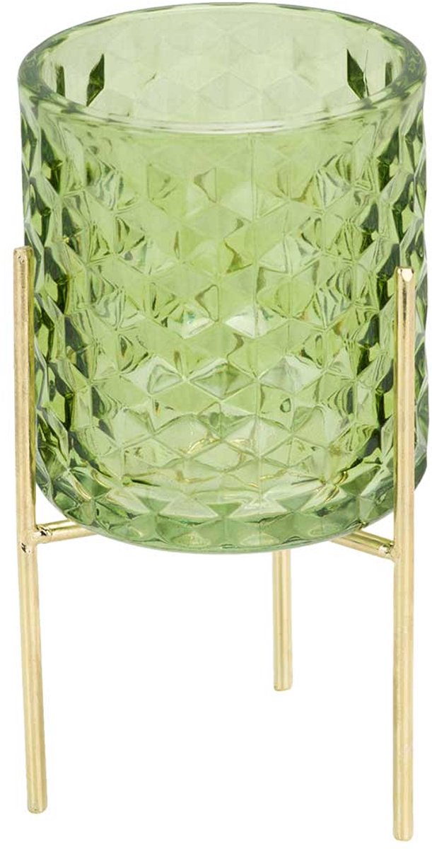 Cosy @ Home Theelichthouder Hexa On Foot Groen 9x9xh