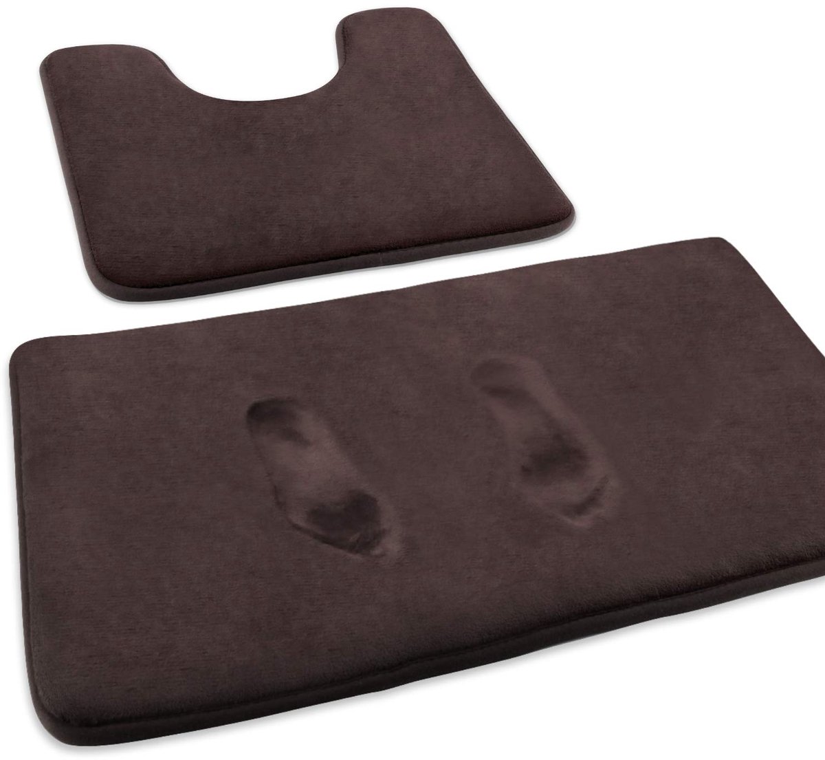 Badmat set, extra zachte 2-delige badkamertapijten antislip en absorberende matten, 20 x 31 inch vloermat, 20 x 20 inch U-vormig contourtapijt voor baddouche en badkamer, bruin