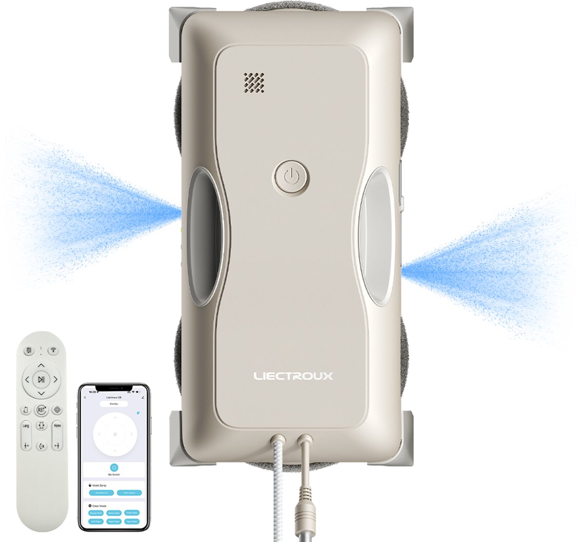 LIECTROUX G8 Raamrobot – Snelle Reiniging, Dubbele Waterspray, Bionische Wisser, AI Navigatie en Randdetectie