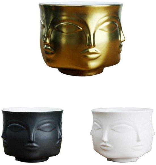Bloempot vaas Dora Maar Musa Jonathan Adler decoratie hoofd figuur ontwerp - wit