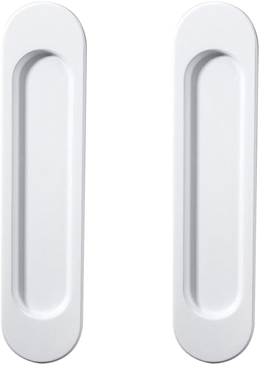 2-pack zelfklevende ovale schuifdeurgrepen, verborgen handgreep van aluminiumlegering, vlak gemonteerde handgreep zonder ponsen voor schuifdeuren, kasten en laden, wit, 148 mm