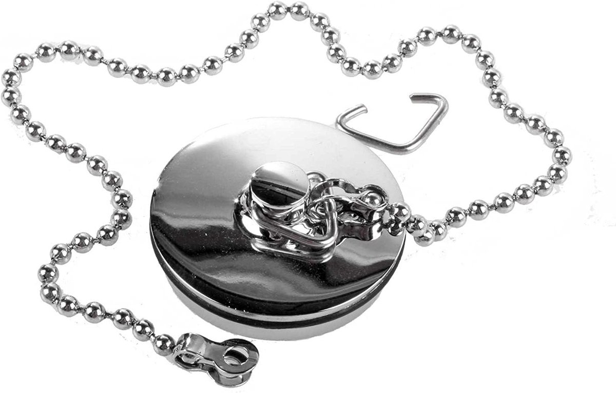 Stootdop met ketting - Bekkenstop metaal - Deurstopper plaatsen - Verchroomd metaal - 38 mm - Wit