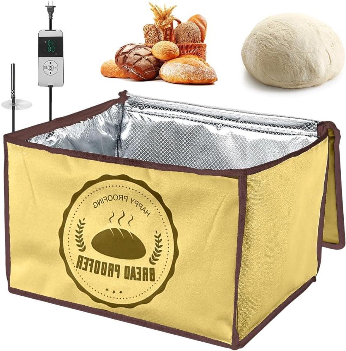 Gistendoos Zuurdeeg - Deegbox Pizza - Brood Fermenteren - Temperatuur Timer - 30 Liter - Zwart