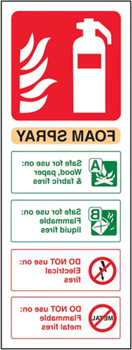 Brandblusser Bord - Veiligheidssignaal - Brandveiligheid Markeren - Voldoet EN ISO 7010 - 75x200mm - Multicolor