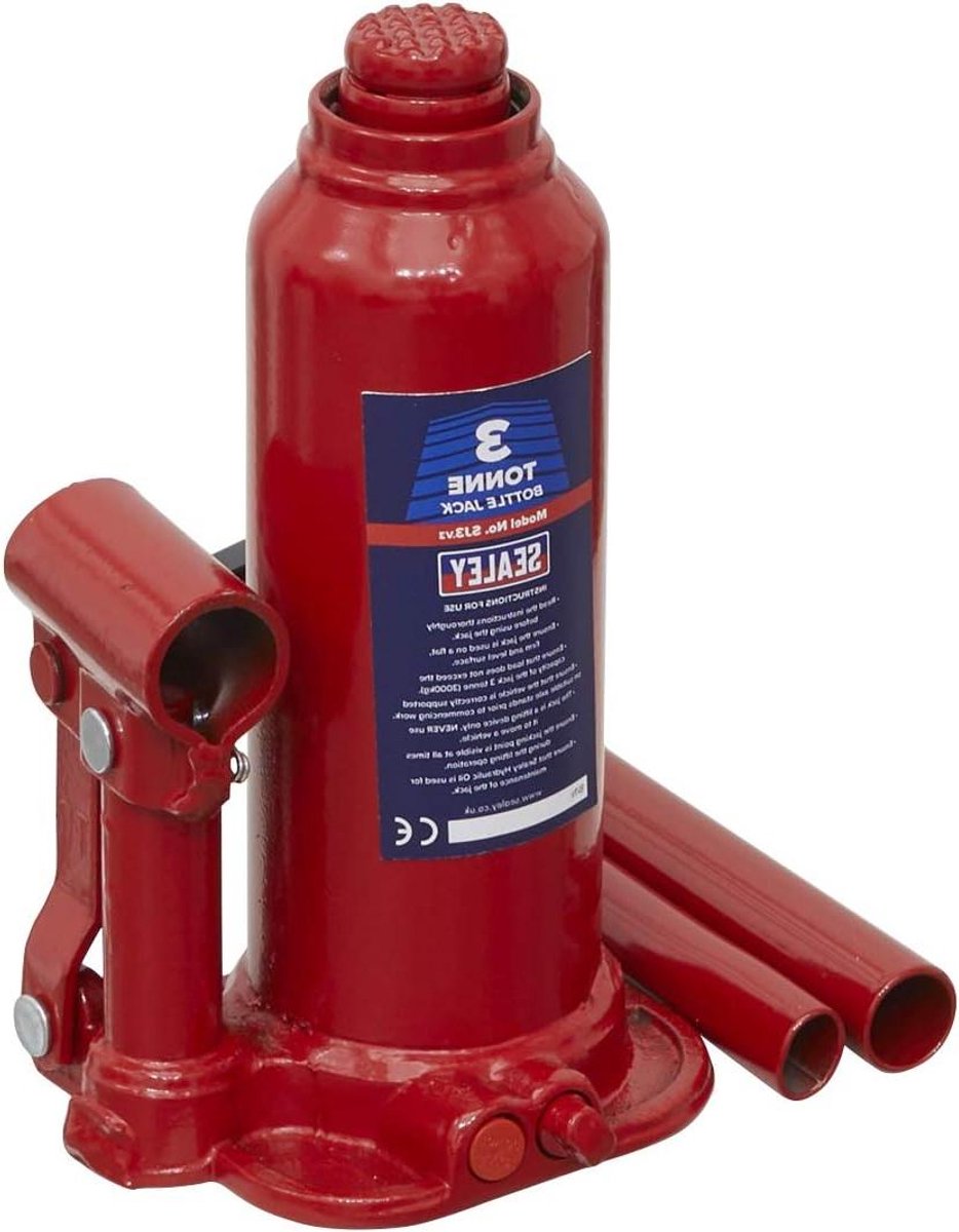 Fleskrik - Krik - Voertuigonderhoud - Overbelastingsklep - 3 ton - Rood