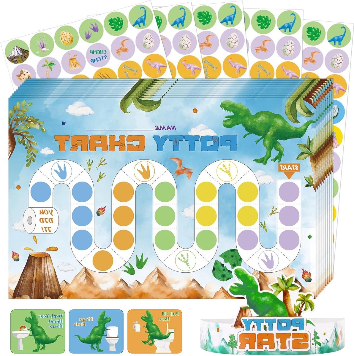 Zindelijkheidstraining Grafiek - Beloningskaarten - Kinderen Leren - Inclusief 300 Stickers - 10 Vellen - Multicolor