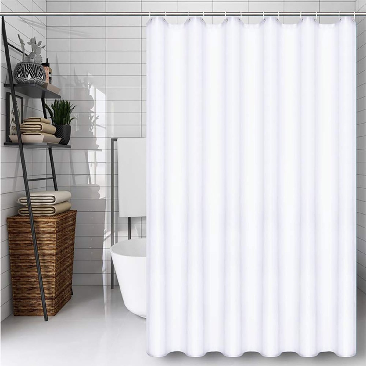 Douchegordijn 180 x 200 cm - 100% Polyester, Schimmelbestendig & Waterbestendig, Machine-wasmogelijk, Inclusief 12 Haakjes
