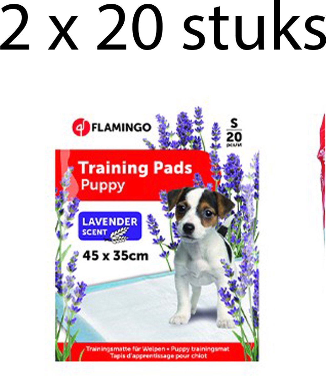 ** 2 X ** Flamingo ppads - zindelijkheidstraining doeken 20 st 45 x 35 cm - S - = 40 st - 5 lagen - aangename lavendel geur - 30 sec absorptie