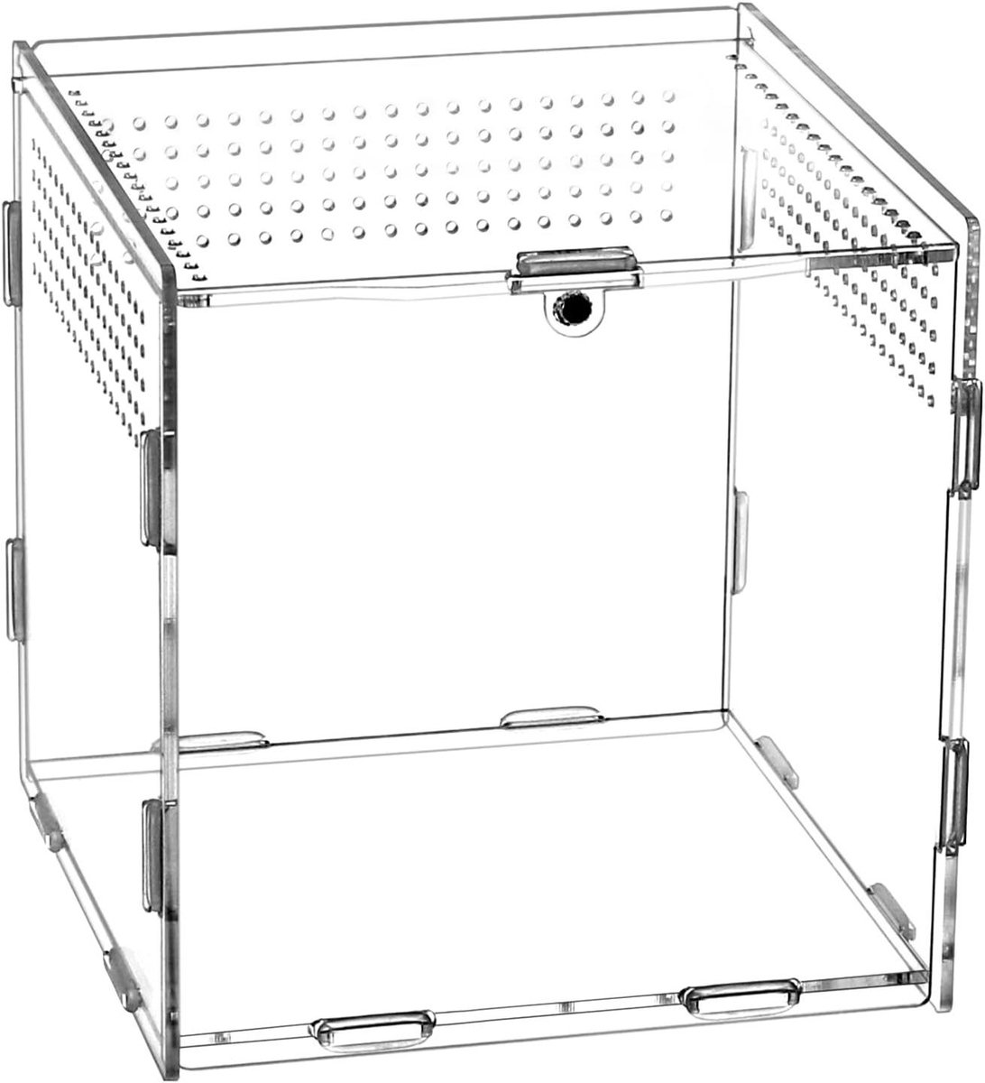 Reptielen Voerbox - Kleine Huisdieren Terrarium - Huisdieren Huisvesten - Magnetisch Deurontwerp - 15x15x15cm - Transparant