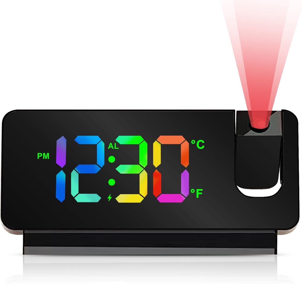 Digitale Projectie Alarmklok met 180° Weergave, Temperatuur en Datum, USB Voeding voor Slaapkamer