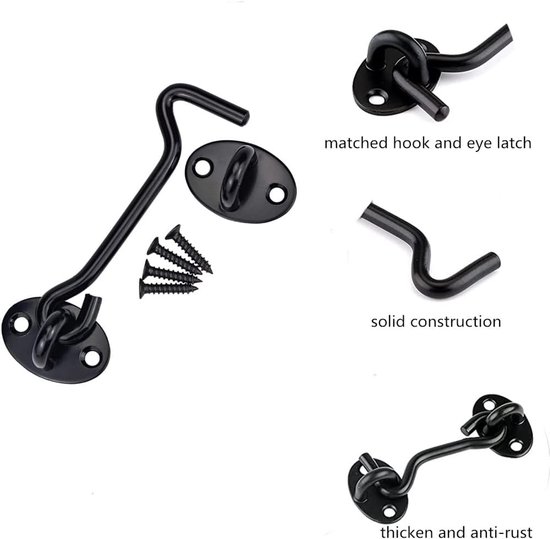4 Pcs Cabin Hooks Stainless Steel Storm Hooks with Eyelet, Window Hooks, Wood, Clear, Locking Door Lock with 16 Pcs - ShopVlot — afbeelding 5