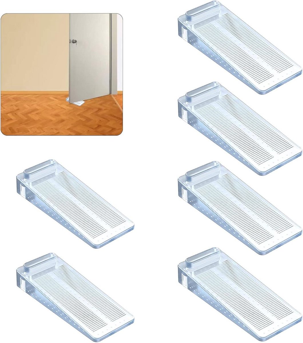 Deurstopper 6 stuks - Deurwiggen antislip - Deuren openhouden - In hoogte verstelbaar - 94 cm x 4 cm - Transparant