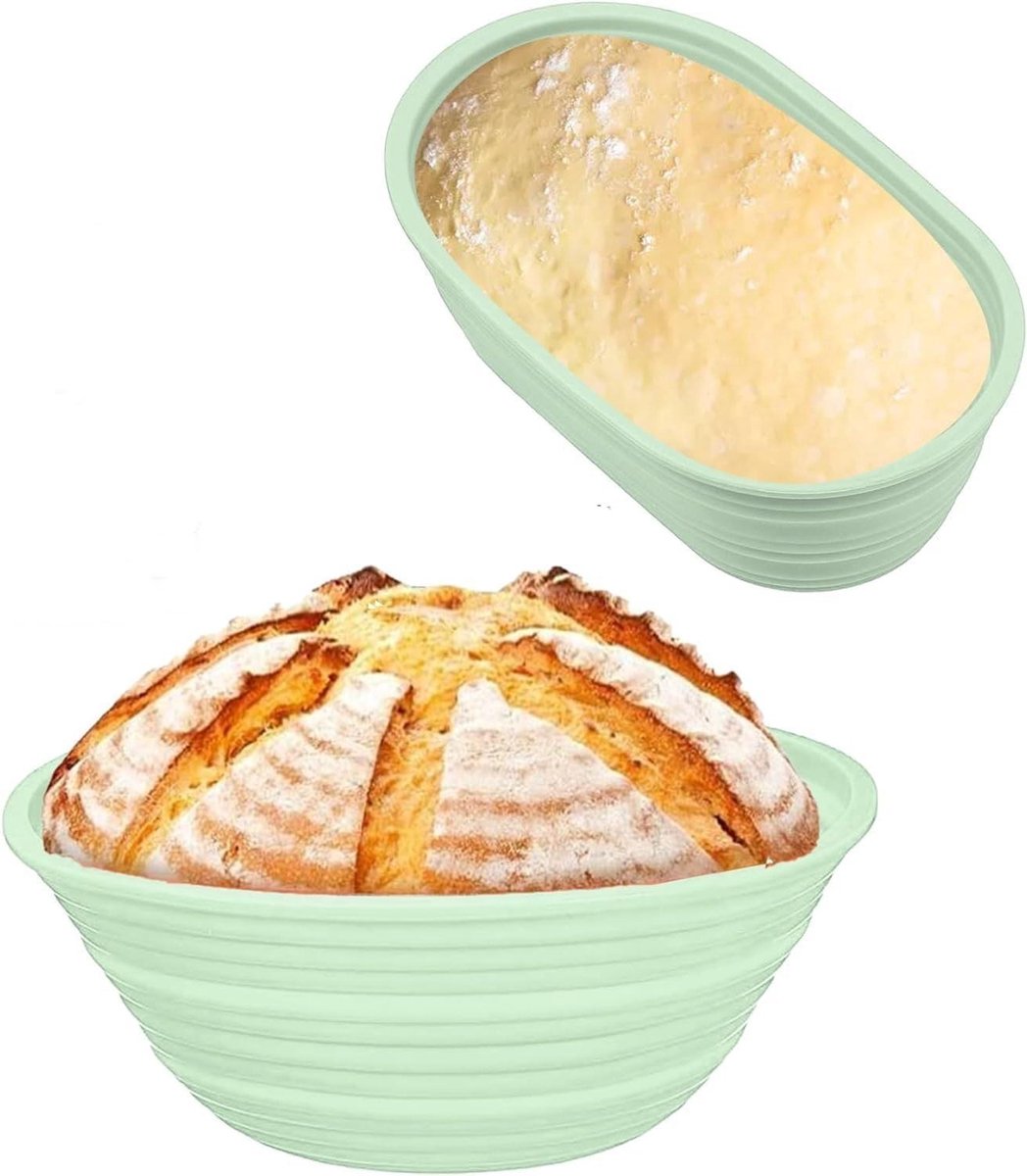 Brood Bakvorm - Rijsmanden Set - Zuurdesem Bakken - Opvouwbaar Ontwerp - 2 Stuks - Groen