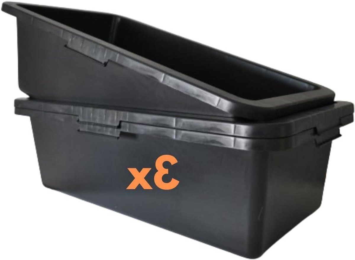 Mortelbakken - Bouwemmers - Bouwplaats Tuin - Versterkte antislip bodem - 40 liter - Zwart