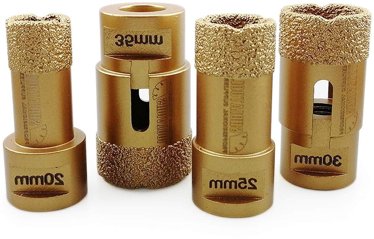 Diamantboorkronen Set - Booropzetstukken Tegel - Precisie Boren - Vacuüm Gesoldeerd - 20-35 mm - Goud