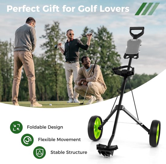 Golfkar met 2 wielen - Golftrolley golfkarretje - Golfen op de baan - Lichtgewicht opvouwbaar ontwerp — afbeelding 4