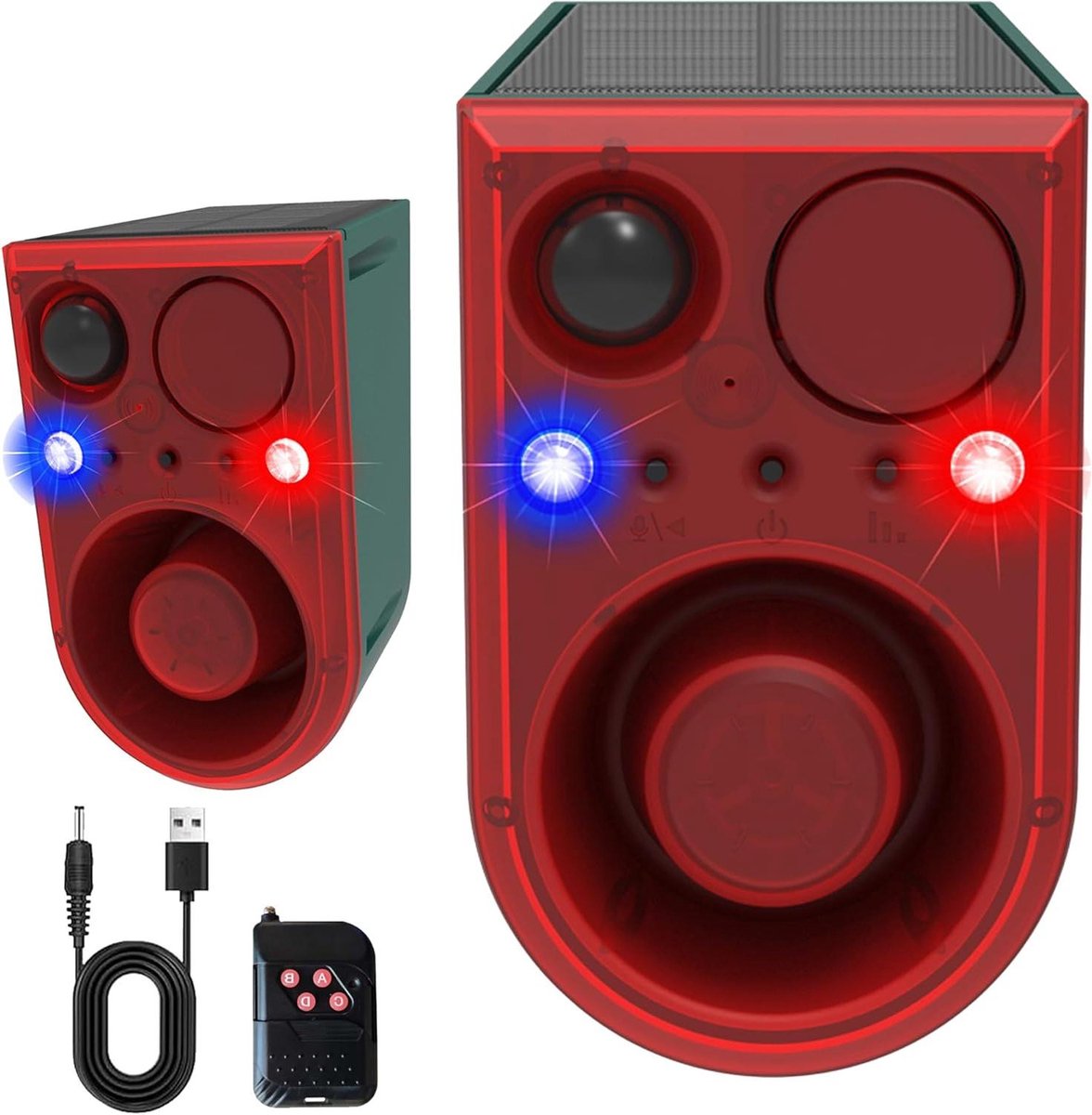Alarm met bewegingsmelder - Buitenalarm Geluid - Huis Beveiligen - 13 Geluiden 130dB - 2 stuks - Wit