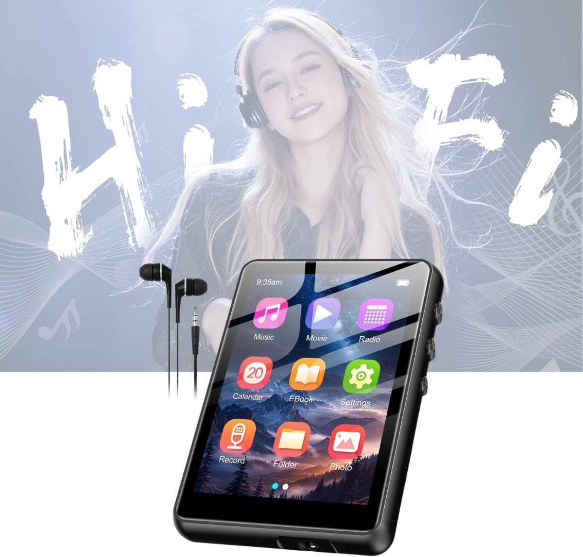 CRLYN® MP3 Speler Bluetooth - FM-Radio - Zwart