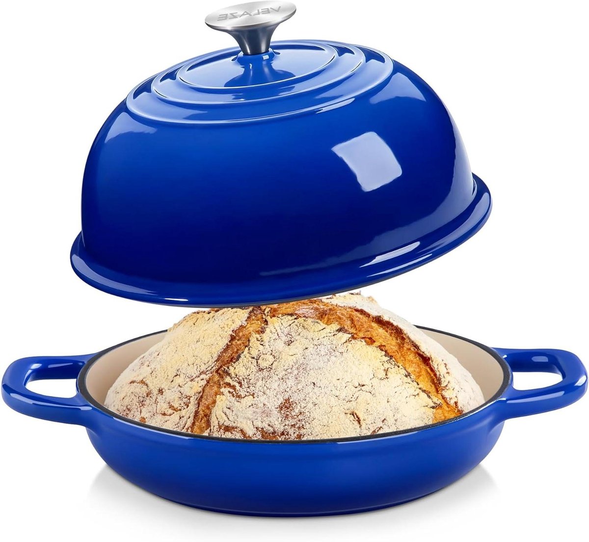 Gietijzeren Pan - Dutch Oven Broodpan - Zuurdesembrood Bakken - Hoge Temperatuur Bestendig - 24 cm - Blauw