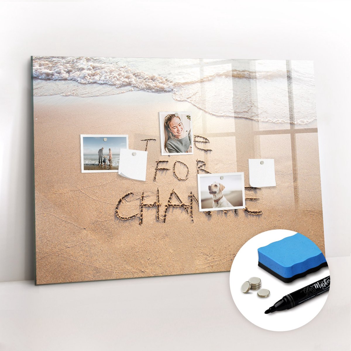 Tulup Whitebord - Strandcitaat - 100 x 70 cm - Veelkleurig Magnetisch Bord - Gratis 5 Sterke Magneten + Whiteboard Marker & Wisser - Moderne Wanddecoratie - Memobord Keuken - Planning Muur
