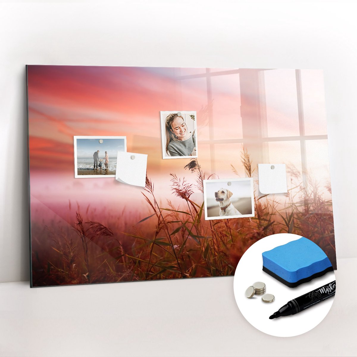 Tulup Whitebord - Mistige ochtend - 90 x 60 cm - Veelkleurig Magneetbord Keuken - Gratis 5 Sterke Magneten + Whiteboard Marker & Wisser - Wanddecoratie Kantoor - Memobord Keuken - Ideeënbord Thuiswerkplek