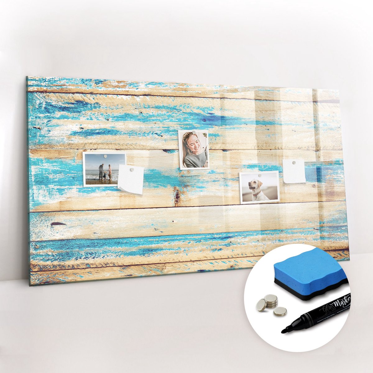 Tulup Whitebord - Bekrast hout - 120 x 60 cm - Veelkleurig Magnetisch Bord Kind - Gratis 5 Sterke Magneten + Whiteboard Marker & Wisser - Organizer Muur - Memobord Magnetisch - Organiseer Je Bureau