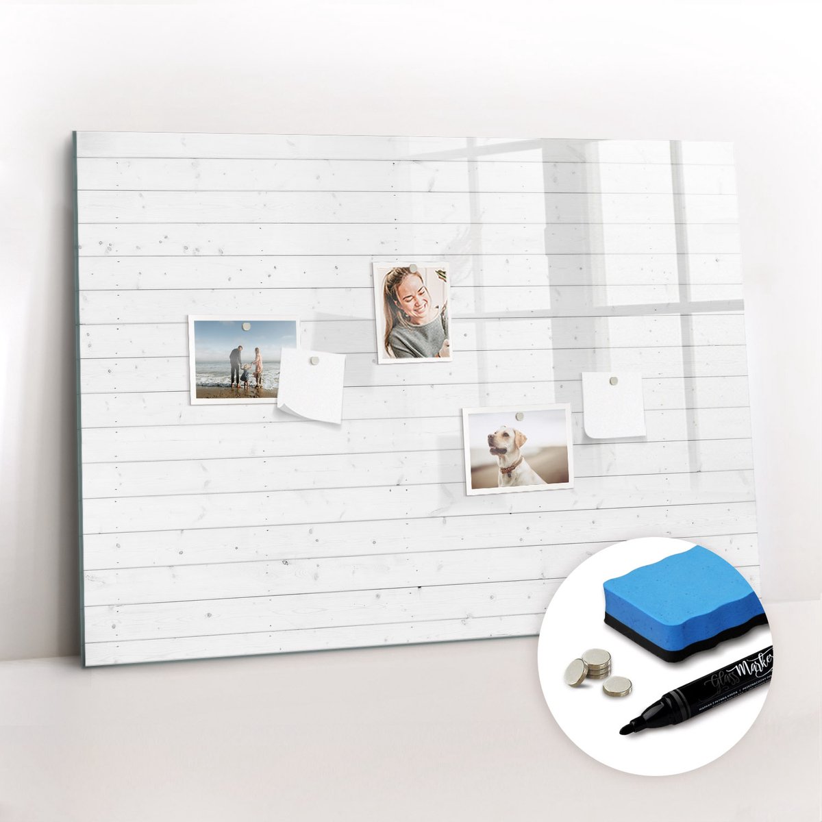 Tulup Whitebord - Patroon van houten panelen - 100 x 70 cm - Wit Magnetisch Bord Kind - Gratis 5 Sterke Magneten + Whiteboard Marker & Wisser - Minimalistisch Prikbord - Magnetic Board - Notitiebord Werkplek