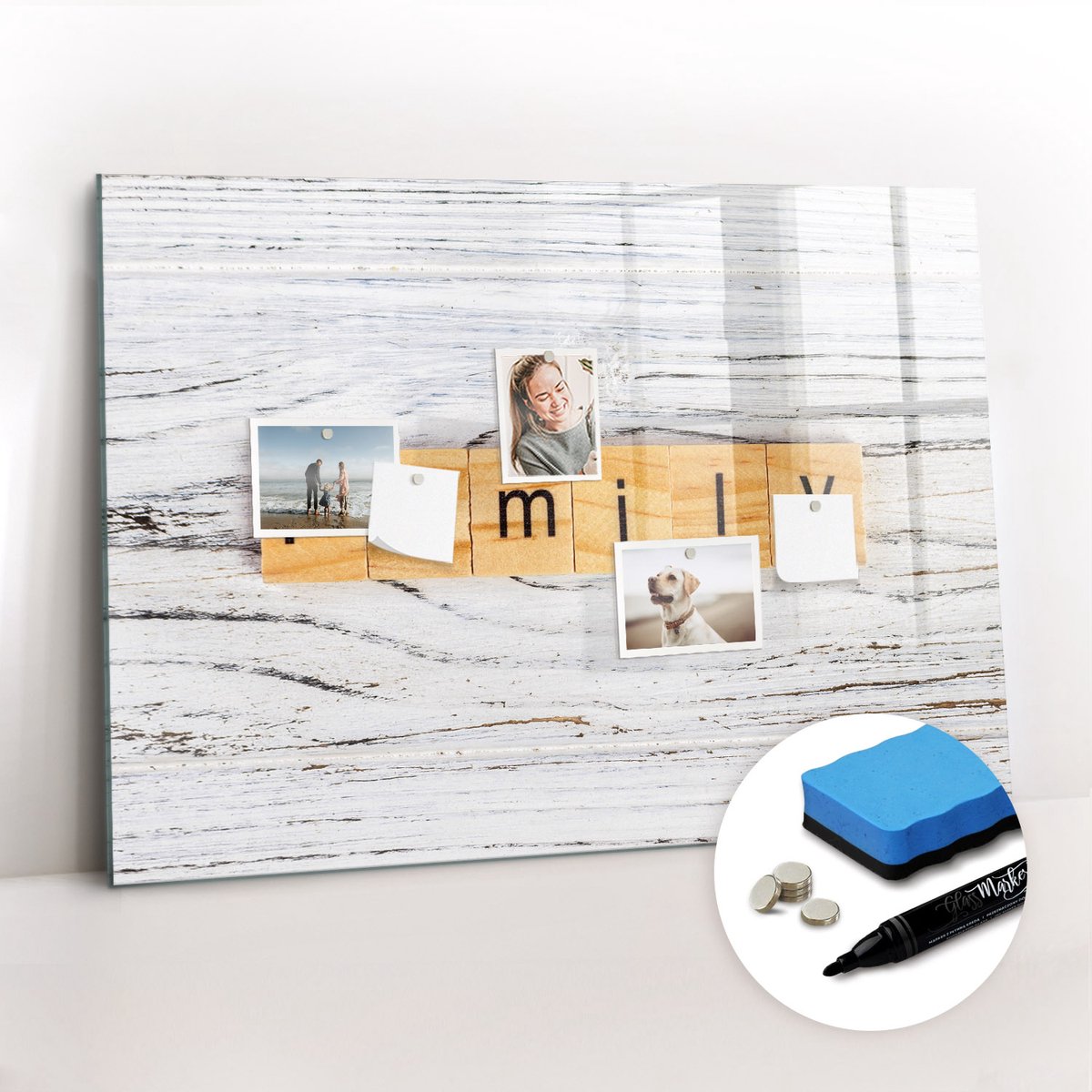 Tulup Whitebord - Familie - 100 x 70 cm - Veelkleurig Magnetisch Wandbord - Gratis 5 Sterke Magneten + Whiteboard Marker & Wisser - Organizer Muur - Memo Bord - Notitiebord Werkplek