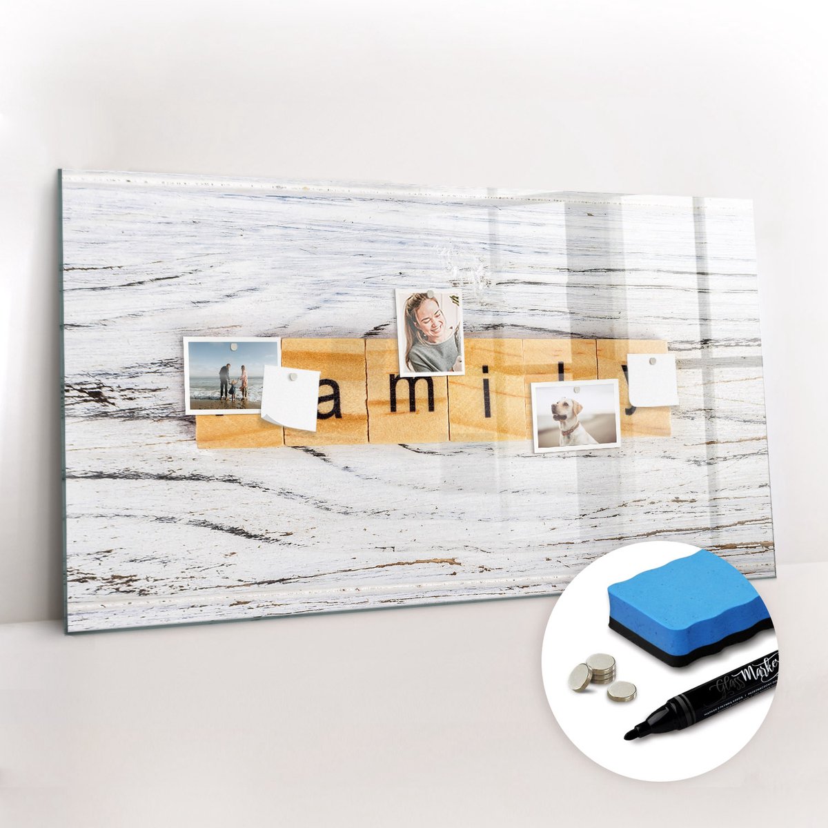 Tulup Whitebord - Familie - 120 x 60 cm - Veelkleurig Magnetisch Wandbord - Gratis 5 Sterke Magneten + Whiteboard Marker & Wisser - Scandinavisch Design Bord - Memobord Magnetisch - Notitiebord Werkplek