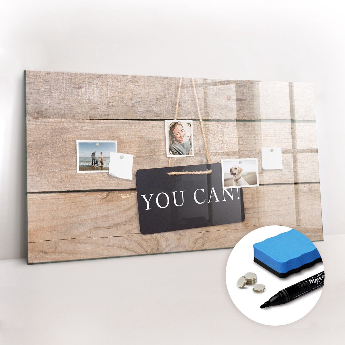 Tulup Whitebord - Je kunt schrijven! - 120 x 60 cm - Bruin Memo Magneetbord - Gratis 5 Sterke Magneten + Whiteboard Marker & Wisser - Scandinavisch Design Bord - Magneetbord Rechthoekig - Notitiebord Werkplek